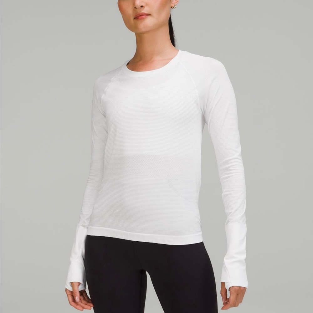 White Lululemon Swiftly Tech Long Sleeve Shirt